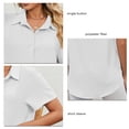 thumbnail image 6 of Bienvenido Women's Button Down Shirt Pure Color Short Sleeve Breathable Casual Shirt for Working White L, 6 of 7