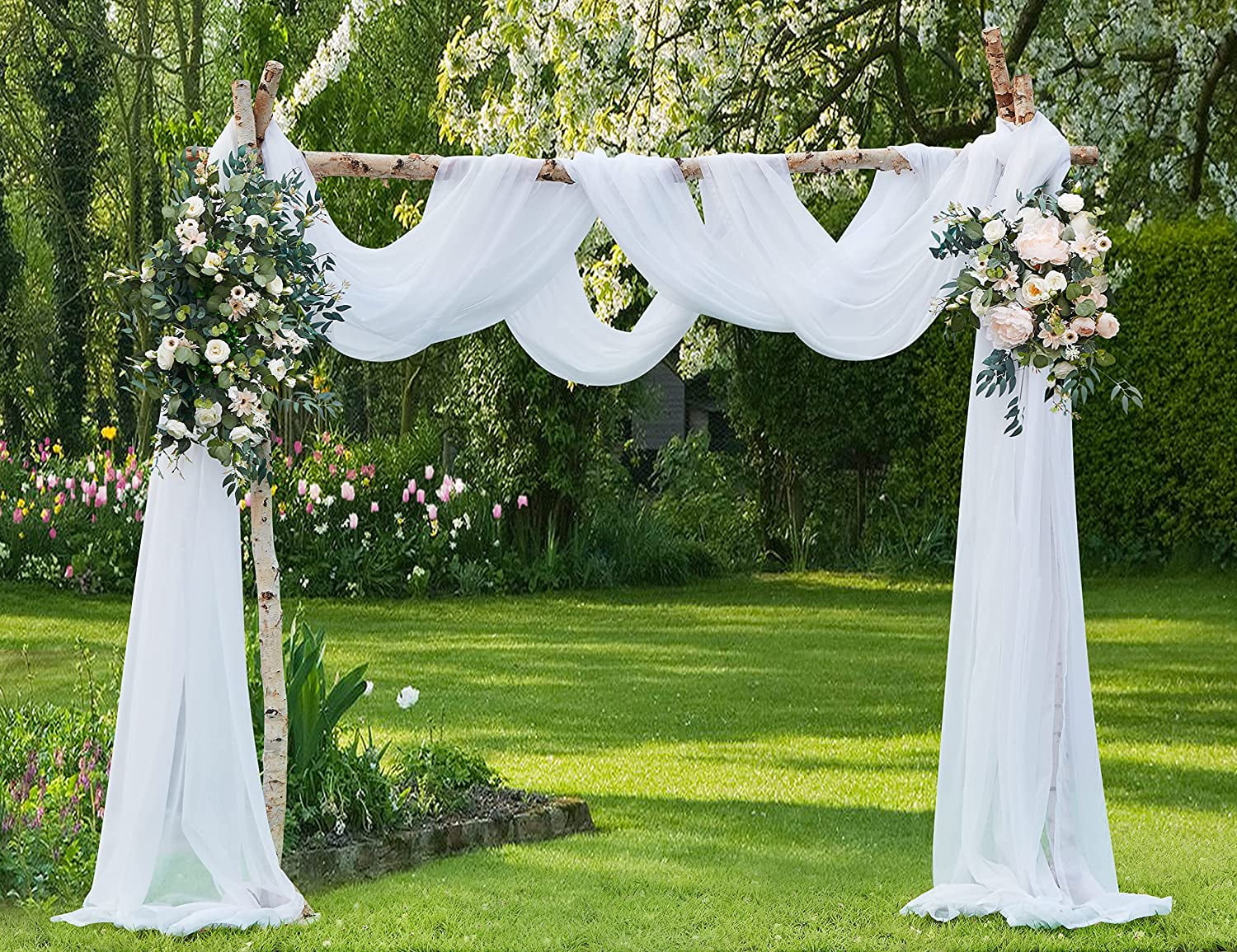 Warm Home Designs 55 Inches Wide x 10 Yard Long White Sheer Bulk Fabric for Wedding Arch Decorations or Crafts. AF WHITE 360