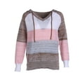 thumbnail image 7 of Women's Hooded Casual Sweater Color Block Knitted Loose Fitting Pullover with Drawstring Hood, 7 of 7
