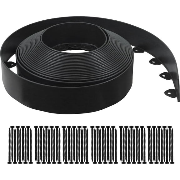 Landscape Edging Kit, 60-Foot Long, 3-Inch Tall, No Dig Garden Edging Border for Flower Beds, Tree Rings, Pathways , Includes 60 Spikes