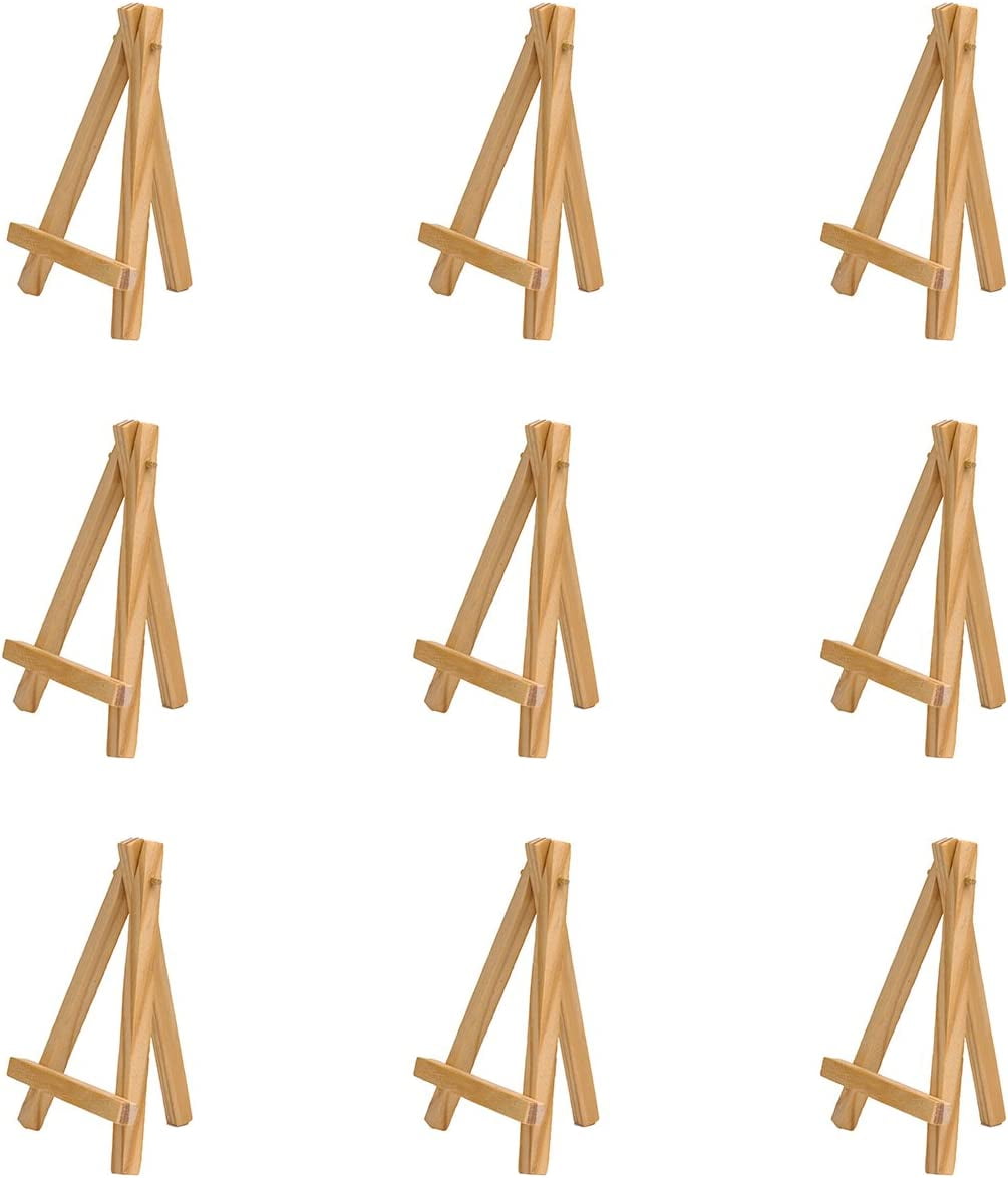 Mini Wooden Easels Display Mini Easel Collection, Mini Natural Wood Display Easel (Pack of 12