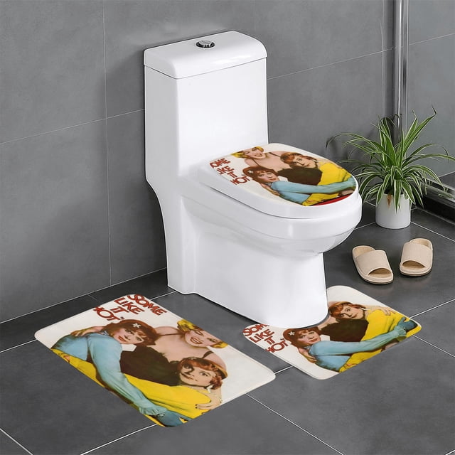 Con Faldas y a lo Loco Juego de 3 alfombras de baño de coral fleece: tapete de baño + alfombra de inodoro en forma de U + funda de tapa de inodoro en forma de O