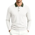 thumbnail image 4 of Men's Polo Shirts Long Sleeve Color Block Heavyweight Collared Golf Shirts Men's Casual Shirts Business Casual Shirts White M, 4 of 4