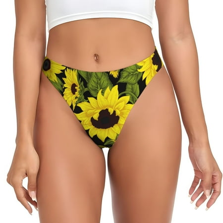 Sigee Sunflowers In Vintage for Women s G-String Panty  Low Rise  Soft Lace Perfect for Everyday Wear or Special Occasions-4X-Large