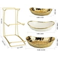 thumbnail image 4 of Fruit Bowl for Kitchen Counter Ceramic Gold Fruit Bowl Fruit Tray with Metal Stand ed Fruit Basket Fruit Rack for Snacks Nuts Bread Candy Storage (Gold triple layer), 4 of 4