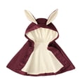 thumbnail image 4 of Toddler Girls Solid Color Plush Cute Rabbit Ears Winter Hoodie Button Coat Cloak, 4 of 9