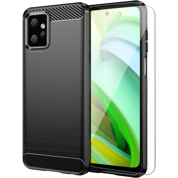 for Motorola Moto G Power 5G 2023 case, with HD Screen Protector, Fashion Shock-Absorption Flexible TPU Bumper Soft Rubber Protective Phone Case Cove for Motorola Moto G Power 5G 2023, Black