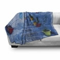 thumbnail image 3 of Blue Soft Flannel Fleece Throw Blanket, Street with Colorful Flower Pots in City of Chefchaouen in Morocco Travel Village, Cozy Plush for Indoor and Outdoor Use, 70" x 90", Multicolor, by Ambesonne, 3 of 6
