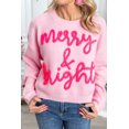 thumbnail image 2 of Cozy and Colorful Waffle Knit Sweater - Pink Merry & Bright Letter Design - [ZhiHiMeRi] | (US 12-14)L, 2 of 6