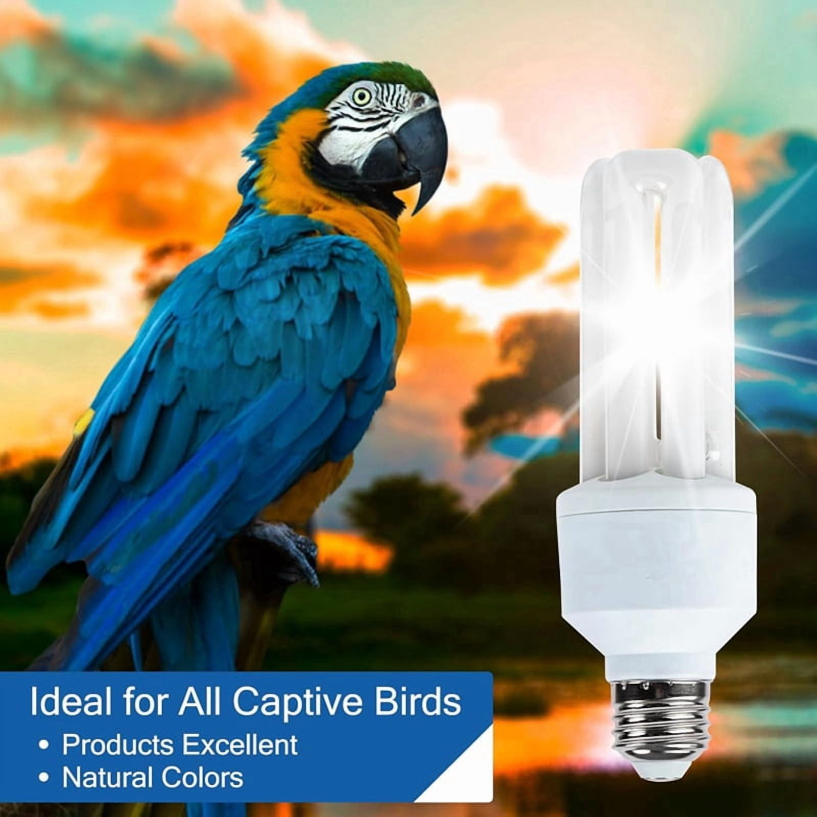 4X UVA UVB Light Bulb for Birds 2.4 UVB 20W Compact Flourescent Lamp for All Kinds Captive Birds A