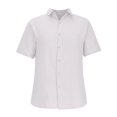 thumbnail image 2 of Men's Cotton Linen Henley Shirt Short Sleeve Casual Summer Band Collar Beach T-Shirts Button-up Solid T-Shirt, 2 of 5