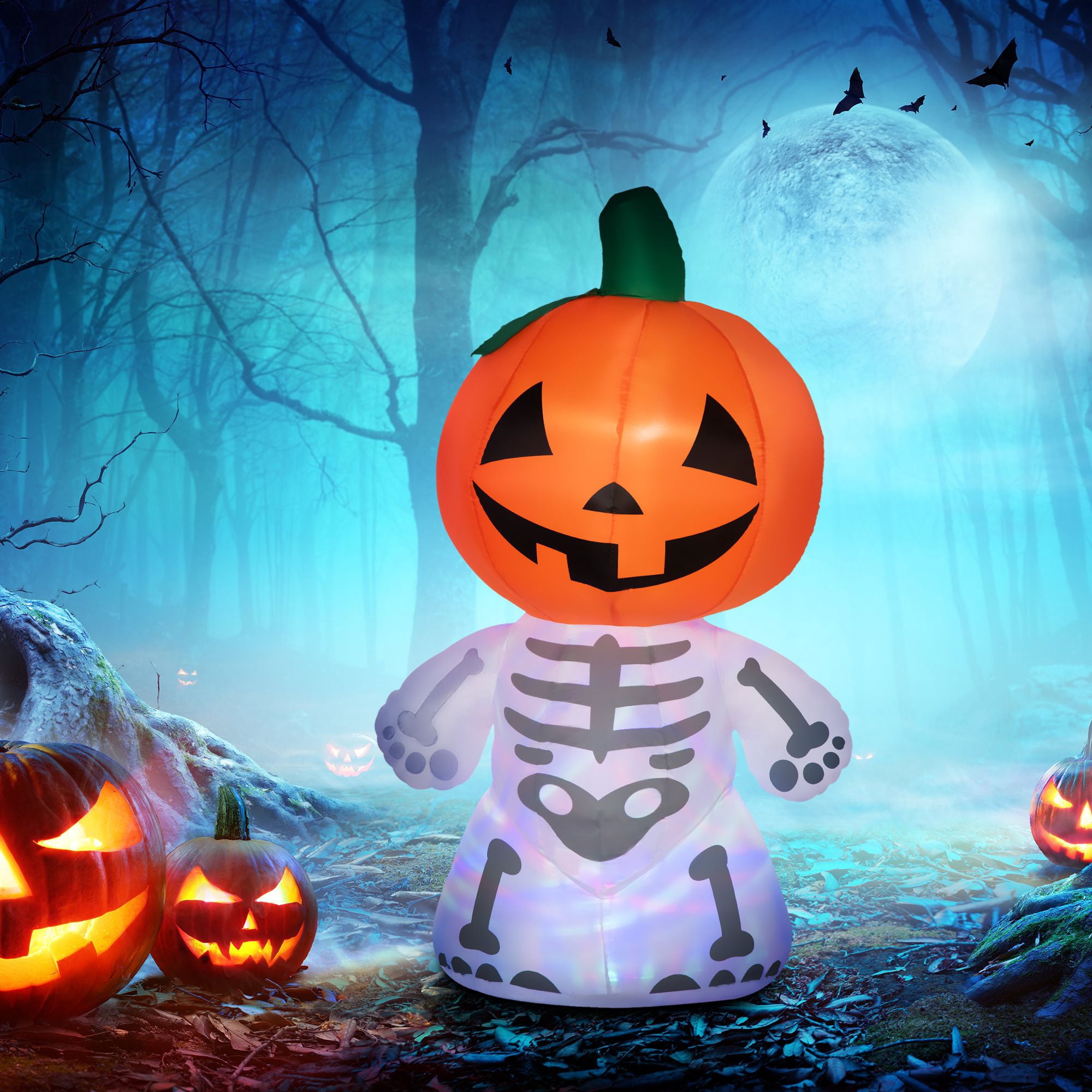Alvantor Inflatables Halloween Pumpkin Decorations 6ft Blow Up LED Decor for Garden, Lawn Waterproof