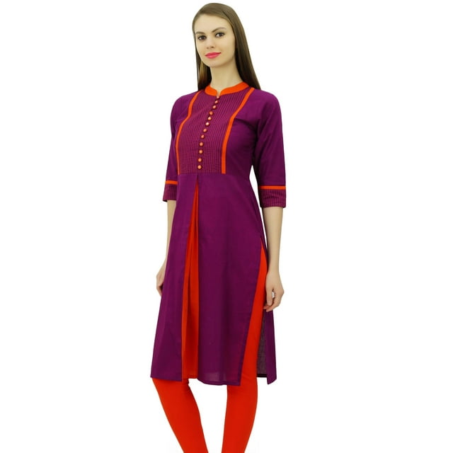 Phagun Kurti Droite à Col Mandarin pour Femmes, Robe Ethnique Indienne de Designer