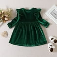 thumbnail image 4 of URMAGIC Toddler Baby Girl Fall Winter Clothes Ruffle Long Sleeve Velvet Dress Casual Princess Party Dresses Outfit 9M-5T, 4 of 8