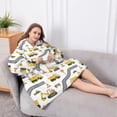 thumbnail image 5 of Oversized Wearable Blanket Hoodie,Cartoon Construction Vehicles Roads White Pattern Sherpa Blanket Hoodie with Super Pockets,Super Warm Fuzzy Pullover for Women & Men, 5 of 6