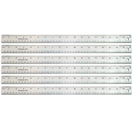 The Pencil Grip Stainless Steel Ruler, 18", Pack of 6