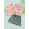 thumbnail image 4 of Toddler Girl Summer Clothes Short Sleeve Top + Elastic Denim Skirt Set 2 Piece Casual Outfits, 4 of 9
