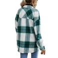 thumbnail image 6 of Seyurigaoka Women Juniors Shacket Plaid Turn-Down Collar Long Sleeve Coat with Chest Pockets, 6 of 7