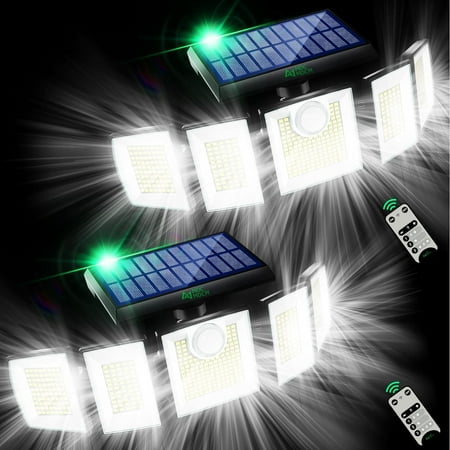 solar lights outdoor waterproof motion sensor - 416 leds 3000 lumens super bright 3 brightness 3 modes 2400mah 360° illumination 32ft solar flood security light for outside - 2 pack
