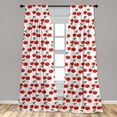 thumbnail image 4 of Ambesonne Cherry Curtains, Smiling Berry Characters, Pair of 28"x95", Dark Coral and Jade Green, 4 of 4
