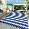 thumbnail image 2 of Erbanica 5' x 8' Indoor Outdoor Blue Band Reversible Plastic Rug, 2 of 5