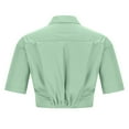 thumbnail image 4 of Mittory Women's Casual Short Sleeve Collar Twist Front Button Down Blouse Crop Top, 4 of 4
