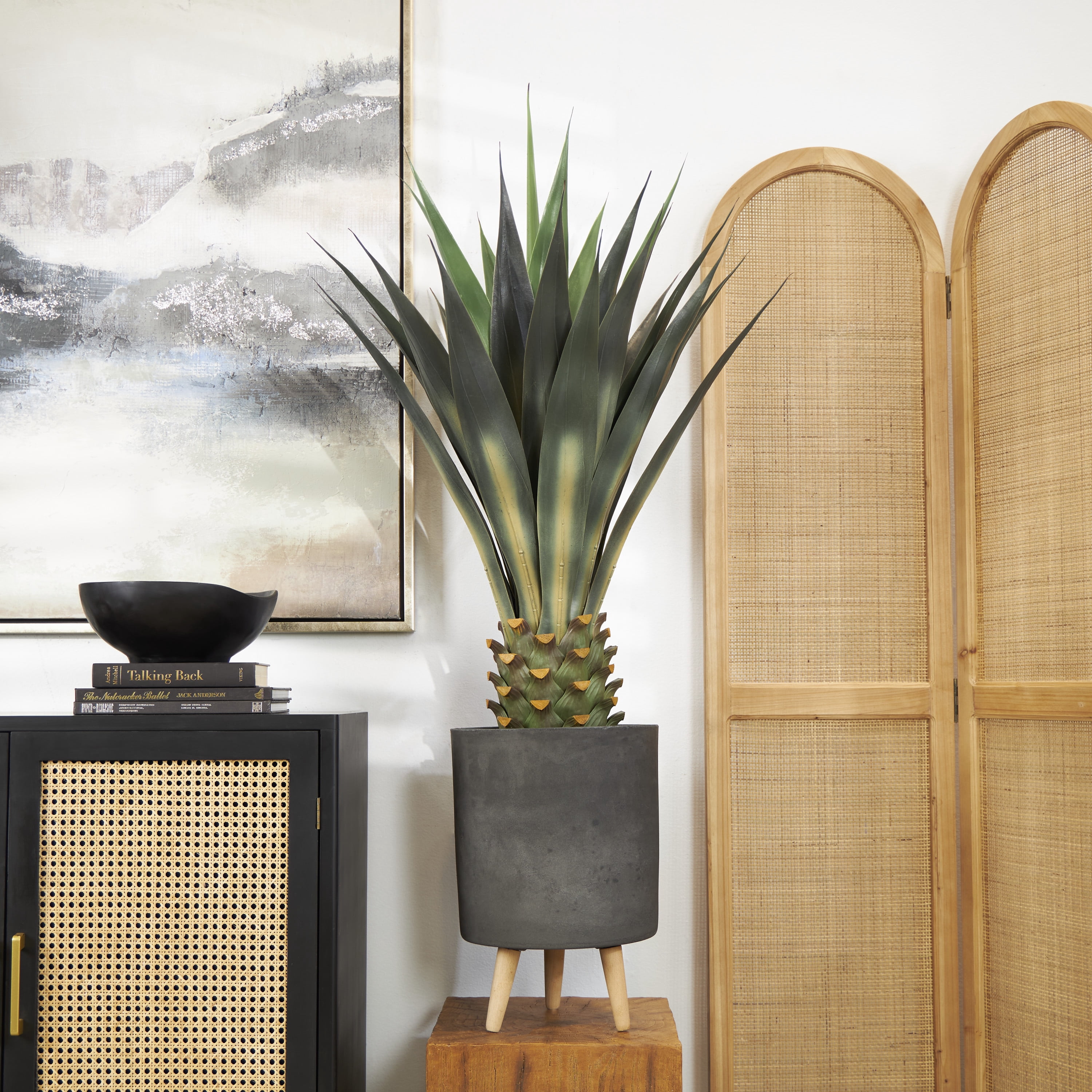 DecMode 47" Artificial Agave Tree in Black Pot