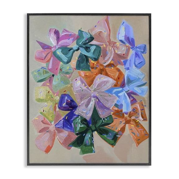 Stupell Industries Art Deco Bright Bows Cluster with Sprinkles Black Framed Giclee Art, 11 x 14, by The Prints Vibe