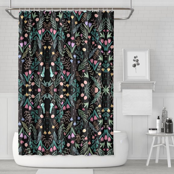 Pioneer Flower Floral Print Pattern Shower Curtain 72"x72" ,Bathroom Decorative Shower Curtains Set with 12 Hooks,Modern Waterproof Washable Shower Curtain