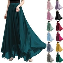 Bovxnpu Plus Size Skirts For Women, Womens Long Maxi Skirts High Waist A Line Casual Skirts, Womens Fashion Solid Color High Waist Elastic Waist Beach Skirt XL