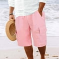 thumbnail image 2 of Men's Casual Linen Shorts Summer Beach Comfortable Lightweight Stretch Loose Fit Plain Striped Sports Trousers with Large Pockets Pants for Men 2025 Summer Casual Loose Fit, 2 of 7