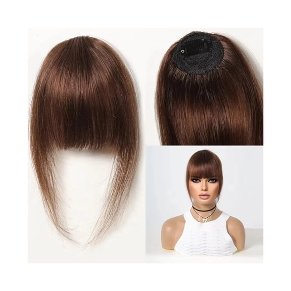 100% Human Hair Bangs Hair Clip in Bangs Fringe with Temples Hairpiece for Women