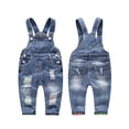 thumbnail image 2 of KIDSCOOL SPACE Baby Boy Girl Ripped Denim Cute Workwear Jean Overalls 3T, 2 of 3