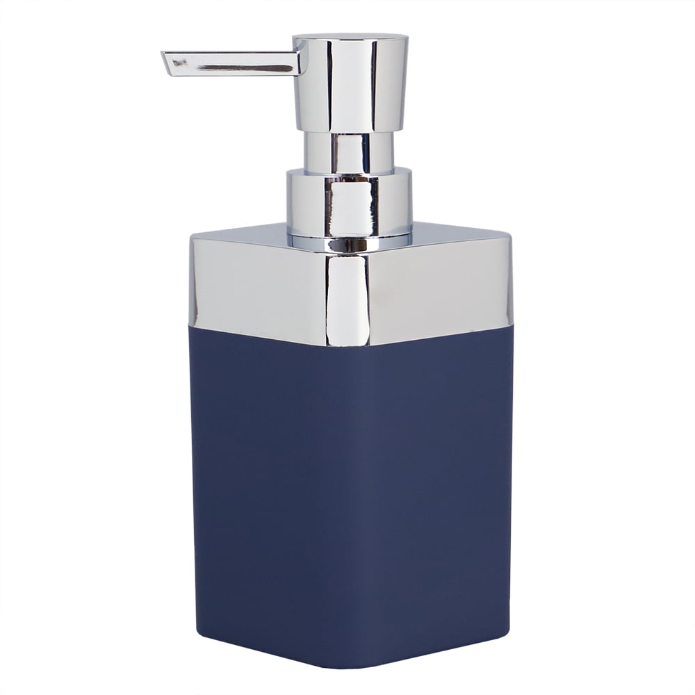 navy blue bathroom soap dispenser