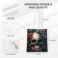 thumbnail image 4 of DouZhe Reusable Grocery Bags, Boho Skull Ghost Flowers Lightweight Polyester Canvas Cloth Tote Bag for Travle Gym Shopping School, 15" x 16", 4 of 7