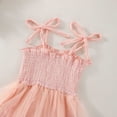 thumbnail image 4 of Elegant Girls Summer Romper Jumpsuit with Bow Headband Sleeveless Solid Color Mesh Playsuit for Baby Toddler Spaghetti Sleeveless Pink 6 Months-12 Months, 4 of 6