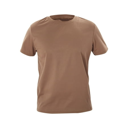 IYTR Mens T Shirts Pullover Crewneck Lightweight Quick Dry Athletic Shirts Casual Solid Color Summer Fashion Short Sleeve T Shirts Comfy Brown XXXL