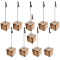 thumbnail image 1 of Cube Base Table Card Clips Holder Memo Broche de clip de cocodrilo Base de madera Soporte de imágenes 10 Piezas AweSitey JJ65311-00B, 1 of 2