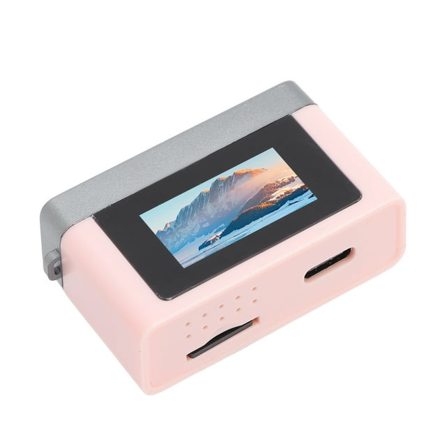 Mini Keychain Camera, 1080P 12MP Digital Camera with 0.96 Inch Screen, Memory Card, USB Cable, 1080P HD Video Compact Camcorder Pinkish