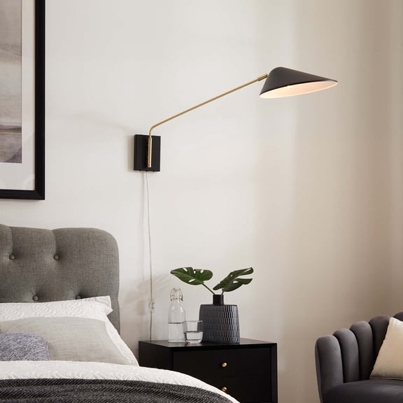 Modway Journey 24" Swing Arm Wall Sconce in Black