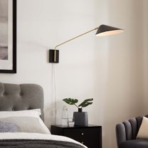 Modway Journey 24" Swing Arm Wall Sconce in Black