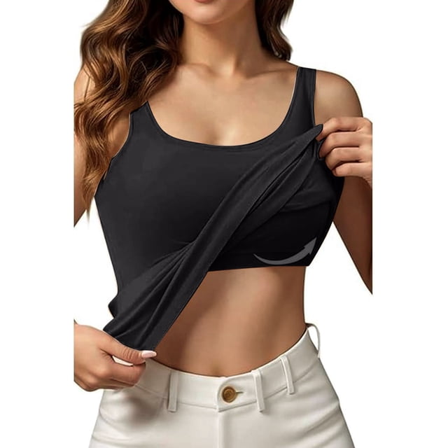 Catégorie de Produits Débardeurs pour Femmes & Débardeurs pour Femmes avec Soutien-Gorge Intégré Été Décontracté Col Rond Sans Manches Camisole Grande Taille Rembourrée Tops d'Entraînement