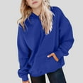 thumbnail image 2 of AINIYS Girls Casual Long Sleeve Hoodies Oversized Fleece Pocket Sweatshirt Tops Trendy pure color Pullover Blue 11 Years, 2 of 4