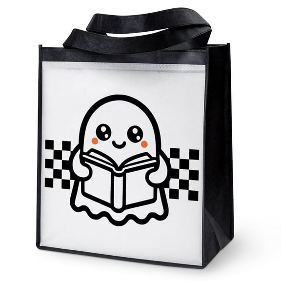 CafePress - Halloween Ghost Reading School - 12"x 13", 100% Recycled, Reusable Grocery Bag