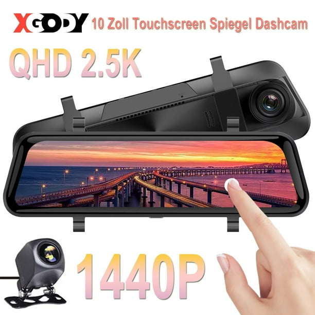 XGODY 2.5K Mirror Dash Cam, 10" Screen Car Dash Camera with Waterproof