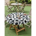 thumbnail image 4 of Outdoor Tablecloth with Umbrella Hole for Patio/Picnic/Party/Camping, Dense Soccer Balls Waterproof Table Cloth Round Cover Washable, Black White Footballs (Dia 54"), 4 of 9