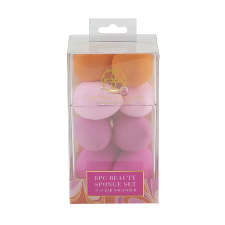Candie Couture Brand 8 Pc Makeup Puff Sponge Set in Organizer Case Pink