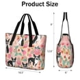 thumbnail image 3 of Tote Bag for Women - Pink Boston Terrier and Flower Shoulder Bag - Large Utility Work Duffle Bag with Zipper Handbag for Travel, Work, Sprots, 3 of 5