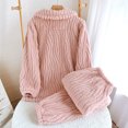 thumbnail image 6 of Womens Pajama Set Usmixi Womens Fleece Homewear Sets Winter Warm Thickened Plush Coat and Pant 2 Pieces Outfit Ladies Casual Solid Cozy Sleepwear Set Lounge Sets Under $5, 6 of 7