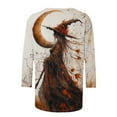 thumbnail image 5 of Sriper Women's Halloween Witch Print 3/4 Sleeve T-Shirt,Funny Witchcraft Graphic Tee,Casual Henley Blouse for Fall & Thanksgiving,Elbow Sleeve Tops,Blusas Para Mujer,Spooky Seasonal Fashion M, 5 of 5